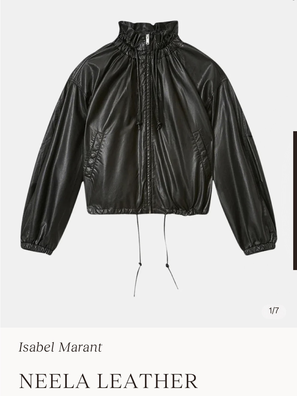 Isabel Marant Black Leather Drawstring Jacket